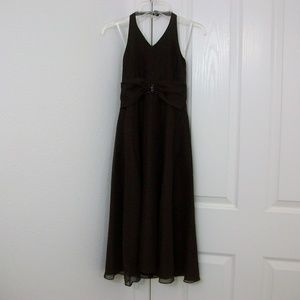 Eden Bridals Brown Halter Midi Formal/Prom Dress